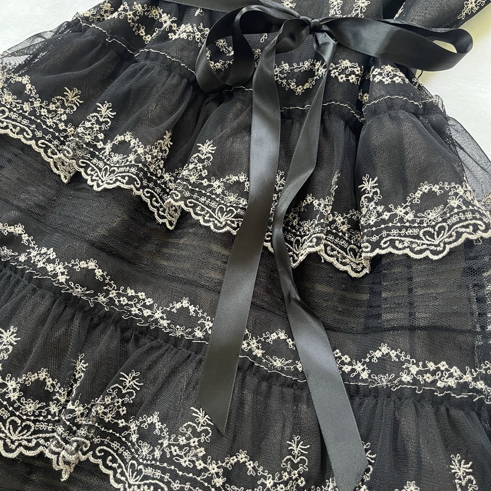 Y2K BCBG Maxazaria Cupcake Dress Strapless Evening Size 6 Lace Tulle Tiered Vtg - Picture 6 of 13